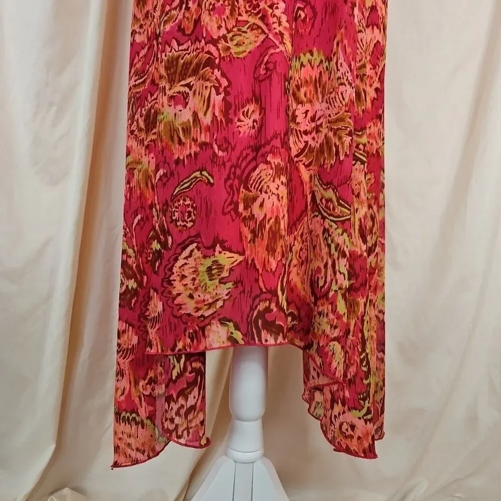 Dressbarn Asymmetrical Sheer Overlay Midi Dress Women's 4 Paisley Romantic Fairy